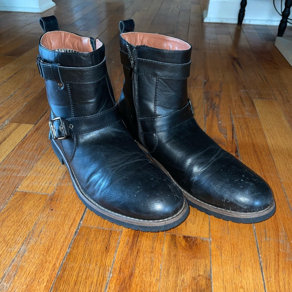 Black leather boots
